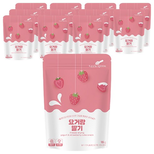 리틀스푼 요거트 큐브스낵 16g, 요거랑 딸기, 12개