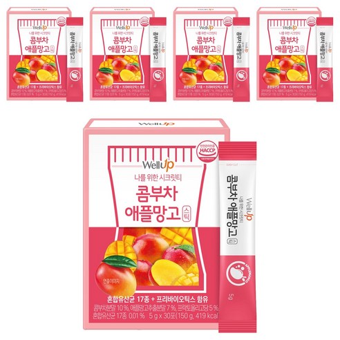 웰업 콤부차 애플망고 분말스틱, 5g, 30개입, 5개