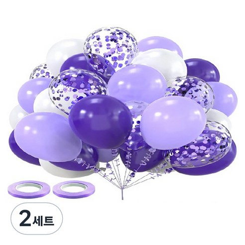만들하비 컨페티 풍선 세트, 퍼플, 2세트