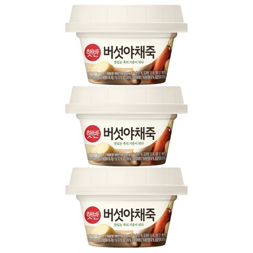 햇반 버섯야채죽, 268g, 3개