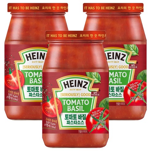하인즈 토마토 바질 파스타 소스, 350g, 3개