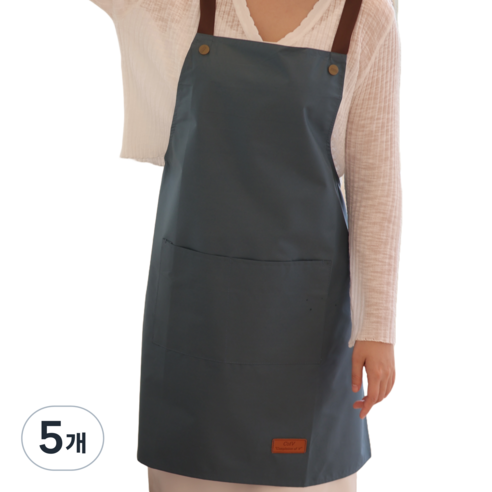 씨오브비 주방 카페 생활방수 편한 앞치마, 블루, 5개