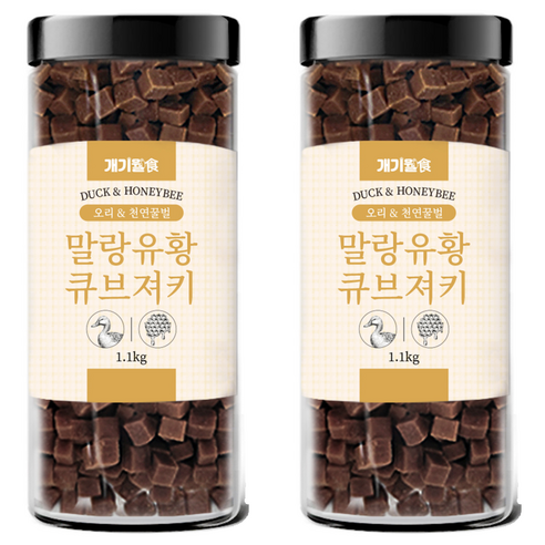 개기월식 말랑 유황 큐브 져키 강아지 간식, 오리+천연벌꿀, 1.1kg, 2개