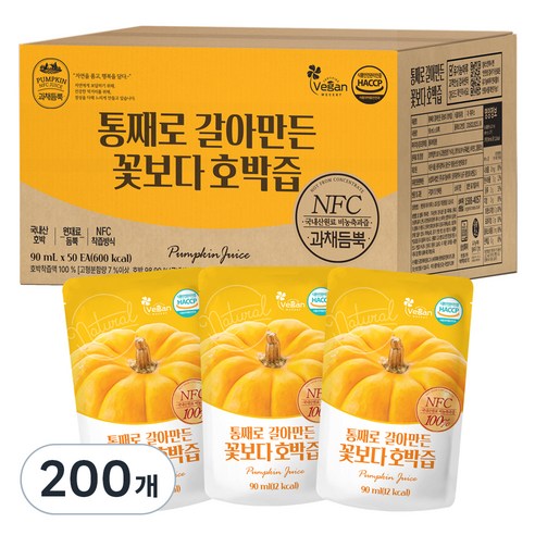 유기농마루 통째로 갈아만든 꽃보다 호박즙, 90ml, 200개