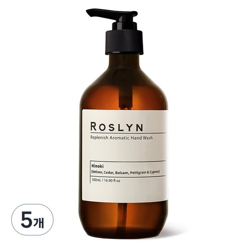로즐린 아로마틱 핸드워시 히노키, 5개, 500ml