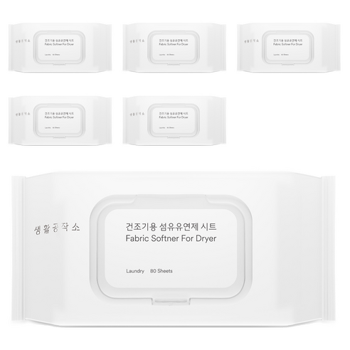 생활공작소 건조기용 섬유유연제 시트 라벤더향, 80매, 6개