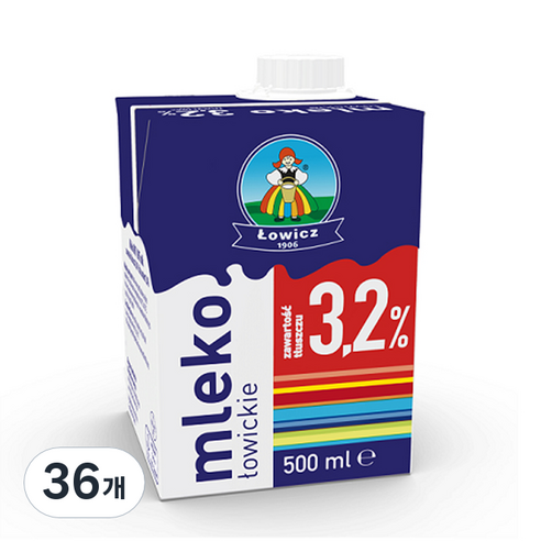 로위키 3.2% 멸균우유, 500ml, 36개