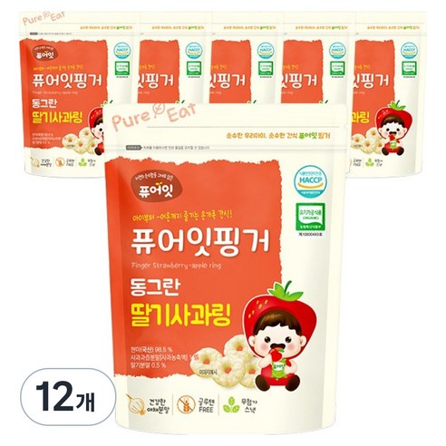 퓨어잇 핑거 동그란 야채링 40g, 딸기사과, 12개