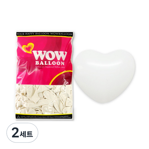 와우 하트 풍선, 기본화이트(28 cm), 2세트