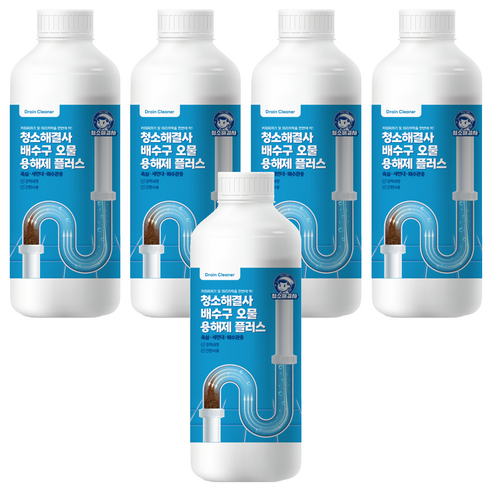 청소해결사 배수구 오물 용해제 플러스, 1L, 5개