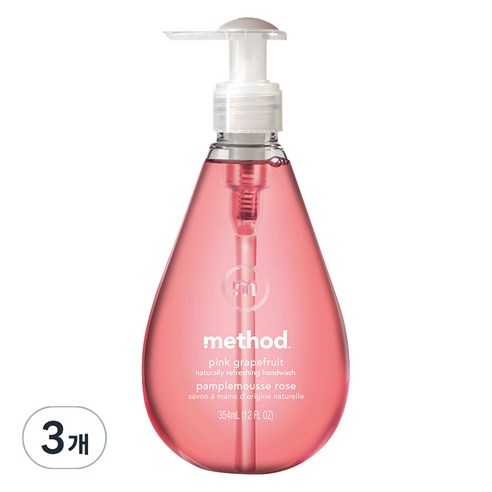 메소드 고보습 핸드워시 핑크그레이프 후르츠, 354ml, 3개