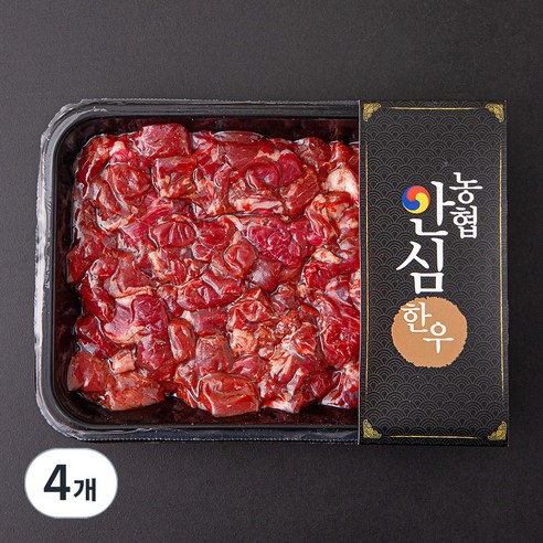 농협안심한우 1등급 정육 세절 국거리용 (냉장), 600g, 4개