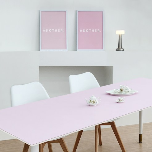 어나더 양면 가죽 방수 사각 식탁보 매트, 60 x 80 cm, 핑크 + 진핑크