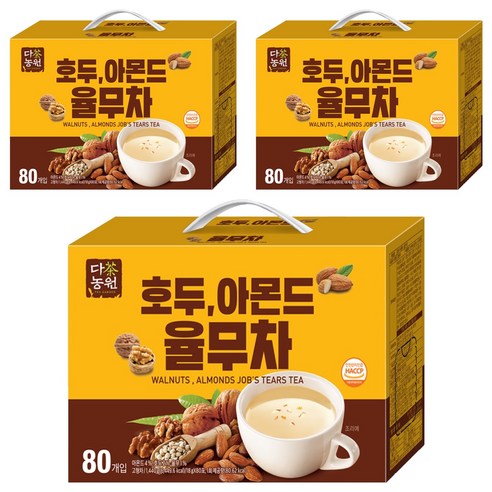 다농원 호두 아몬드 율무차, 80개입, 3개, 18g