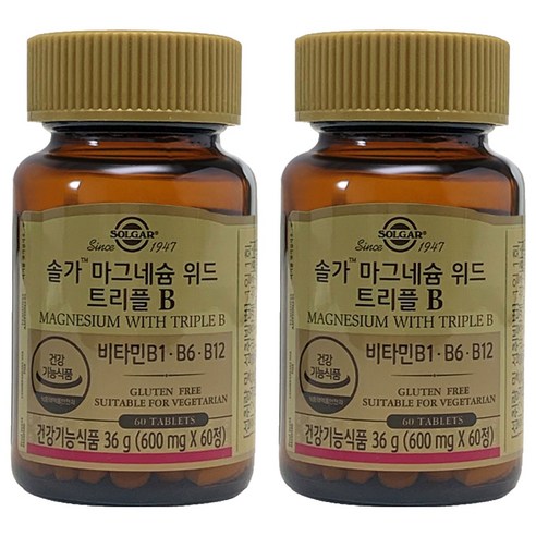솔가 마그네슘 위드 트리플B 36g, 60정, 2개