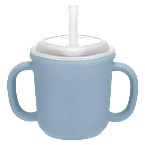 에디슨 스스로 실리콘 양손 빨대컵 200ml, 1개, 블루