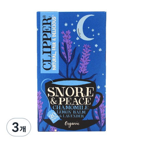 클리퍼 유기농 스노어 앤 피스 허브티, 20개입, 3개, 1.5g