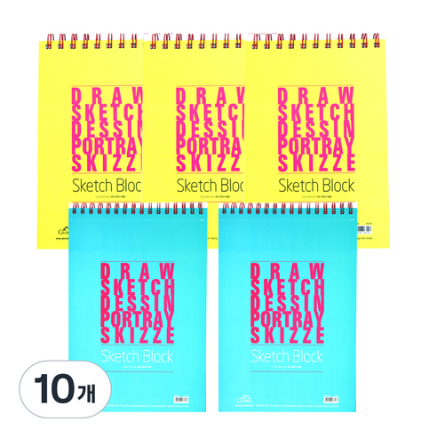 글로리아 스케치블럭 색상랜덤 105g, A6, 80매, 10개