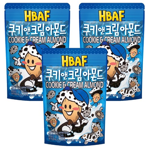 HBAF 쿠키앤크림 아몬드, 190g, 3개