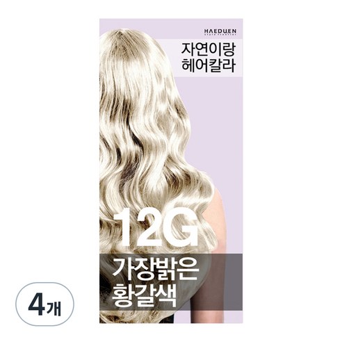 자연이랑 해든화장품 염색약, 12G가장밝은황갈색, 4개