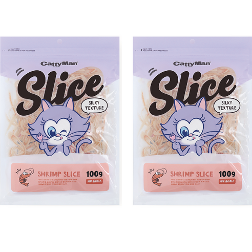 캐티맨 슬라이스 고양이 간식 새우 100g, 2개