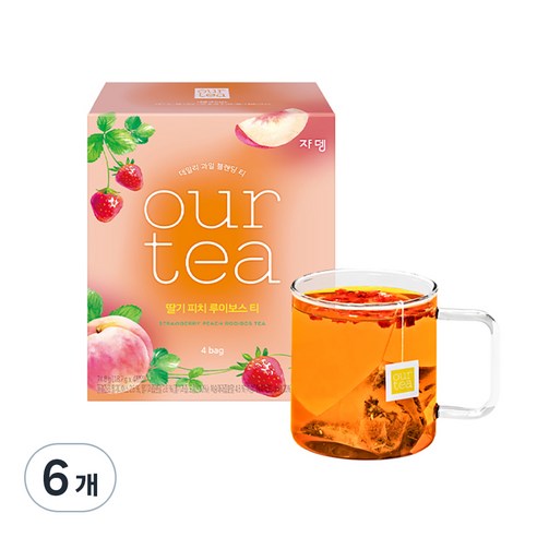 쟈뎅 아워티 딸기 피치 루이보스 티, 4개입, 6개