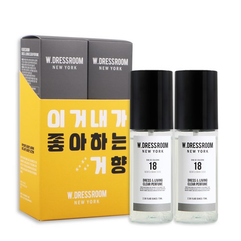더블유드레스룸 드레스 & 리빙 클리어 퍼퓸 S2 70ml, No18 젠틀맨코드, 2개입