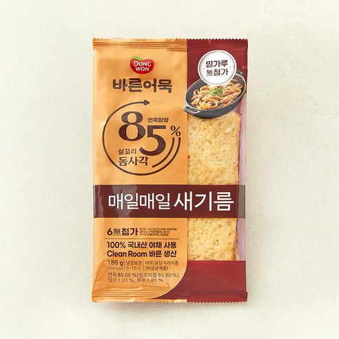 바른어묵 85% 실꼬리돔사각 어묵, 180g, 1개