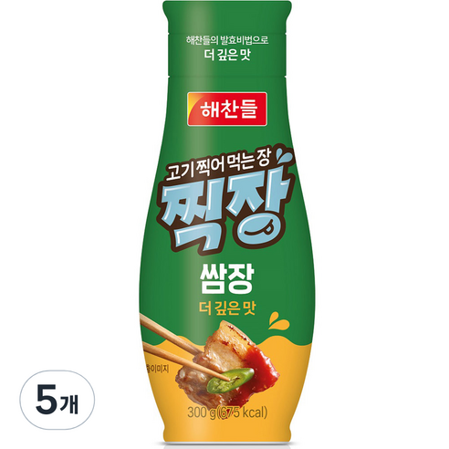 해찬들 고기 찍어 먹는 장 찍장 쌈장, 300g, 5개