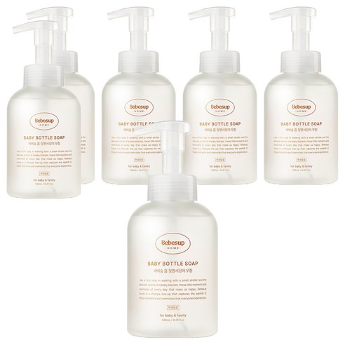 베베숲 유아용 홈 거품형 젖병 세정제 무향, 500ml, 6개
