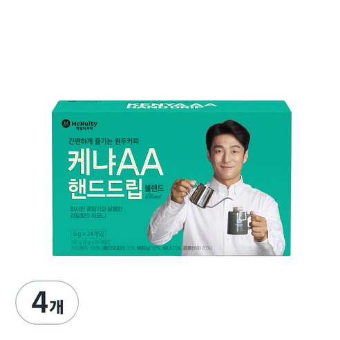 맥널티커피 케냐 AA 핸드드립 블렌드 드립백커피, 8g, 24개입, 4개, 8g