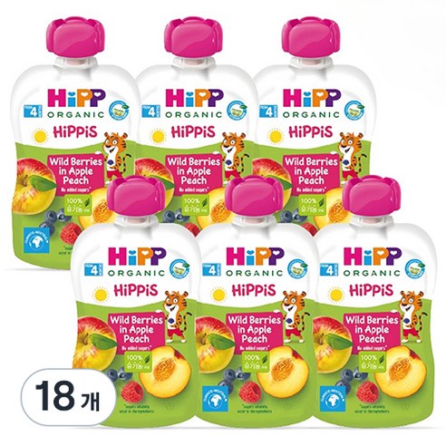 힙 와일드베리 인 애플피치 이유식, 와일드 베리 + 애플피치 혼합맛, 100g, 18개