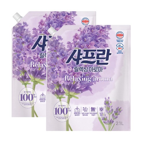샤프란 섬유 유연제 릴렉싱 아로마 리필, 2.1L, 2개