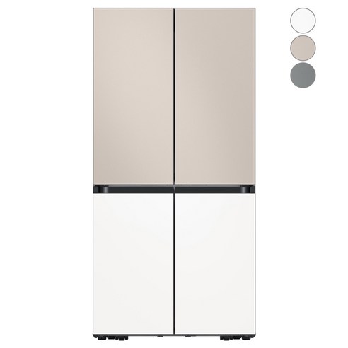 [색상선택형] 삼성전자 비스포크 615L 키친핏 글래스 4도어 냉장고 방문설치 좌상단 색상, 새틴 베이지, 좌하단 색상 × 우하단 색상 × 우상단 색상 × 모델명/품번, 새틴 화이트 × 새틴 화이트 × 새틴 베이지 × RF60DB9KF2AP 섬네일