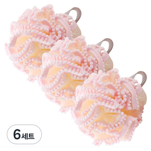 더자카 레이스 버블 샤워볼 FREE, 핑크, 6세트, 3개입