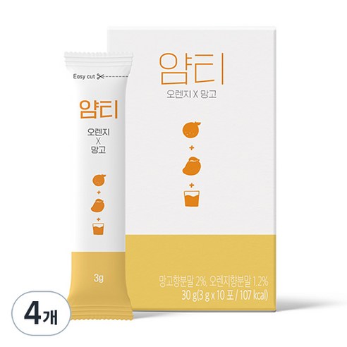 얌티 오렌지 망고 아이스티분말, 3g, 10개입, 4개