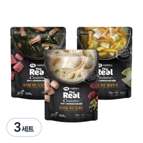 하림펫푸드 더리얼 퀴진 3종, 100g, 3세트