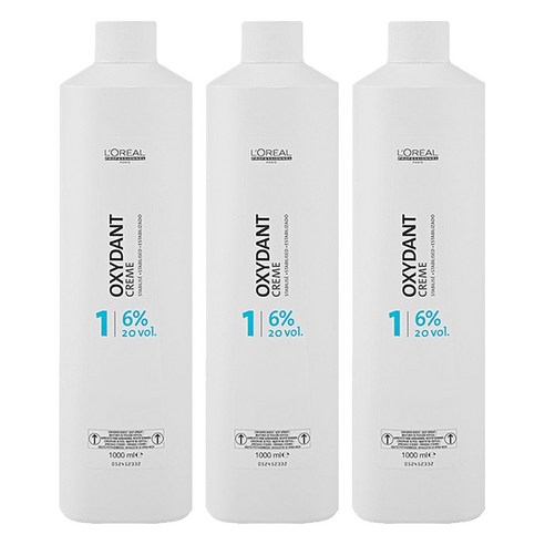 로레알프로페셔널 칼라 옥시던트 크림 염색용 산화제 6%, 1L, 3개