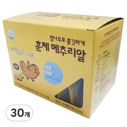 행복담기 훈제 메추리알, 30개, 15g