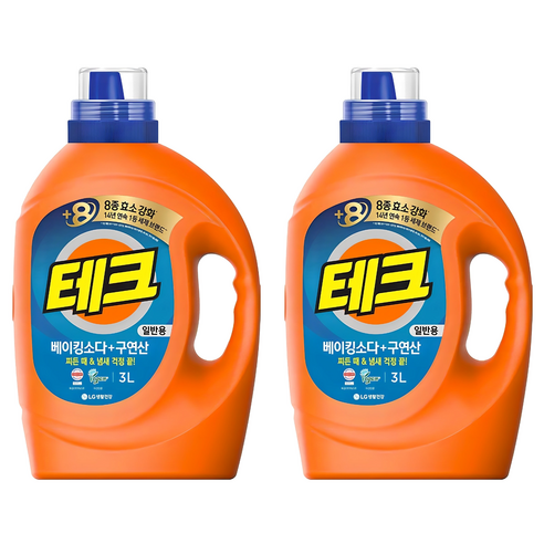 테크 베이킹소다 플러스 구연산 일반용 액체세제 본품, 3L, 2개