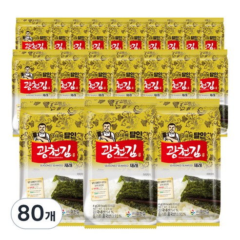 광천김 3대째 달인 재래 도시락김, 4g, 80개