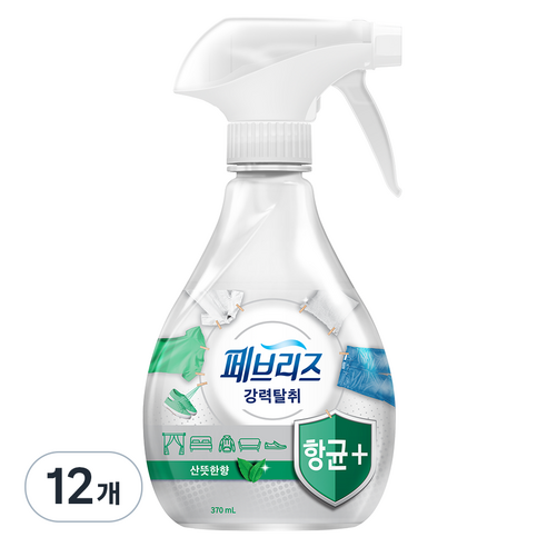 페브리즈 항균플러스 섬유탈취제 본품, 370ml, 12개, 산뜻한향