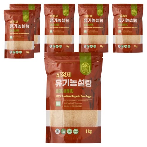 orco 비정제 유기농 설탕, 6개, 1kg