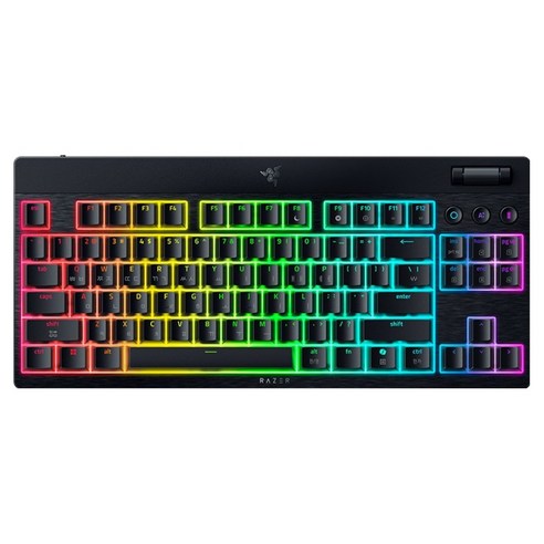 레이저 BlackWidow V4 Low profile TKL HyperSpeed Linear 무선 텐키리스 키보드, Black, RZ03-0545, 리니어 옐로우 기계식 스위치