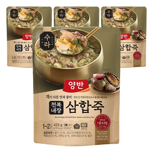 양반 수라 전복내장 삼합죽, 420g, 4개