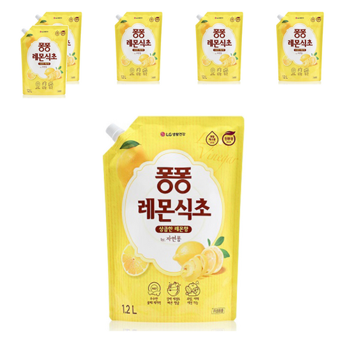 퐁퐁 레몬식초 주방세제 파우치형, 1.2L, 6개