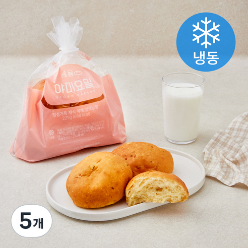 야미요밀 정성가득 채식 야채 쌀모닝빵 (냉동), 5개, 225g