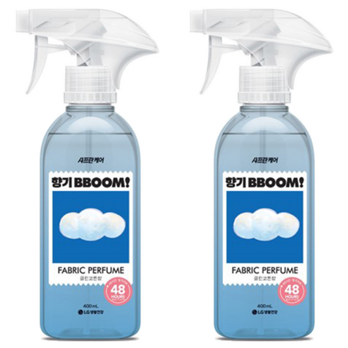 샤프란 케어 섬유탈취제 향기뿜 클린코튼향, 400ml, 2개