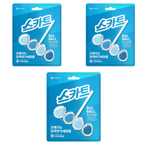 스카트 유한킴벌리 오래가는 아쿠아샤워향 강력 변기 세정볼, 60g, 3개