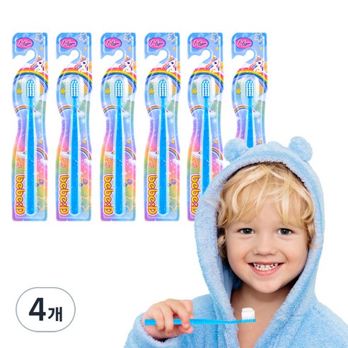 bebeD 초콜릿도 잘 닦이는 칫솔, 반짝이블루, 6개입, 4개